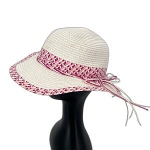 Jacobson‎ Straw Raffia Woven Sun Panama Hat w/ Band Beach Gardening Boho Coastal